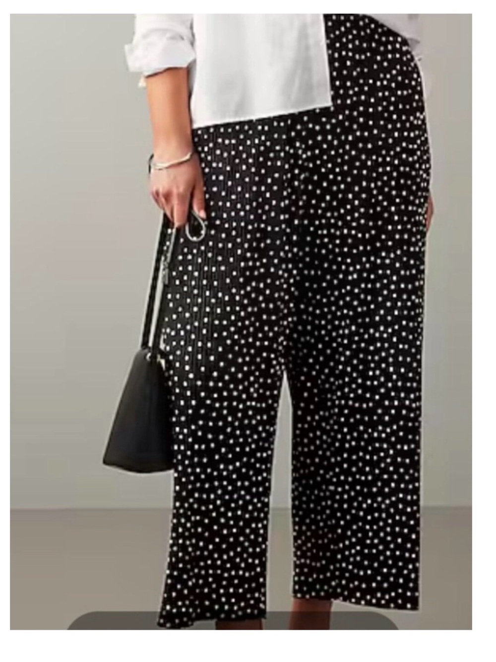 Polka Dot Wide-Leg Women’s Trousers - Black/White
